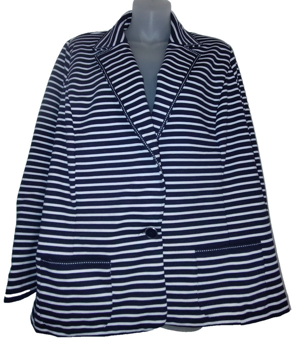 CJ Jackets & Blazers - CJ Banks Women’s Blue Striped Classic Style Blazer Jacket Size 2X BG19